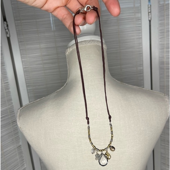 Silpada Sterling Silver Brass Drop Charm Necklace - Picture 3 of 3